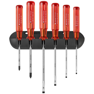 PB Swiss Tools PB 244.CBB Classic Screwdriver Set, Slotted & Phillips, 6 pcs w/ Wall Mount