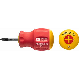 PB Swiss Tools PB 8195.0-25 Swiss Grip Stubby Screwdrivers, Philips, PH0 x 25mm