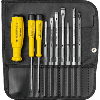 PB Swiss Tools PB 8215.ESD Screwdriver Set Slotted/Phillips in Roll-Up Case, 10-Pieces