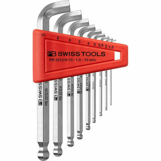 PB Swiss PB 2212.H-10 CN Ballpoint Hex Key L- Wrenches Long, Set in Practical Plastic Holder 9 Pcs