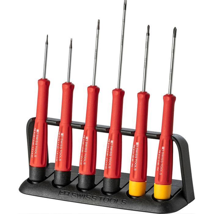 PB Swiss Tools PB 8641 Precision Screwdriver Set Slotted/Phillips Soft-Grip Colour-Coded Electronics 6-Piece