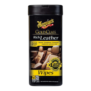 Meguiar's G10900 Gold Class Rich Leather Wipes, 25 Count