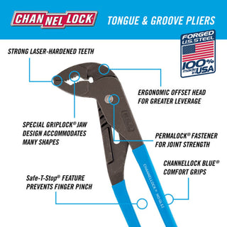 Channellock GL12 BULK 12.5-Inch GRIPLOCK Tongue & Groove Pliers