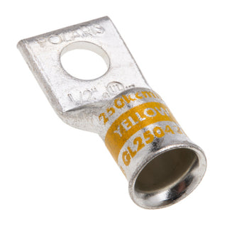 NSI GL25048B Copper Short Lug – Yellow – Bell End 1-Hole 250 MCM 1/2 Inch