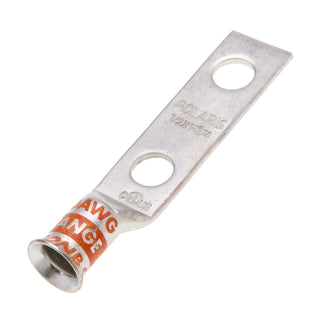 NSI GL30NB 3/0 AWG 1/2” 2-Hole Copper Short Lug – Orange – Bell End