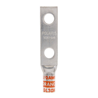 NSI GL30N 3/0 AWG 1/2” 2-Hole Copper Short Lug – Orange