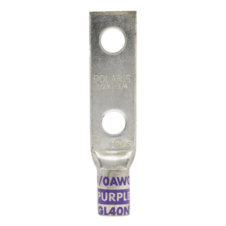 NSI GL40N 4/0 AWG 1/2” 2-Hole Copper Short Lug – Purple