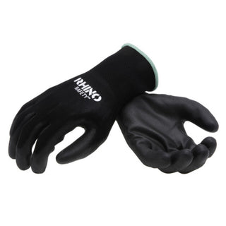 NSI GLV-200M Black Nylon Safety Gloves, Polyurethane Palm Coating, Medium