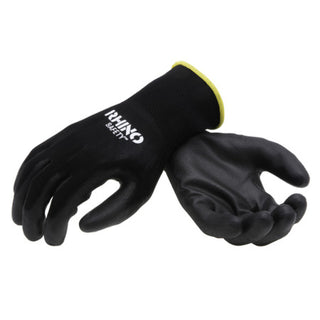 NSI GLV-200XL Black Nylon Safety Gloves, Polyurethane Palm Coating, Extra Large