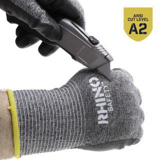 NSI GLV-400XL Gray Nylon Cut-Resistant Gloves, Polyurethane Palm, Extra Large