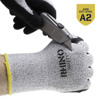 NSI GLV-500XL Black/White Nylon Cut-Resistant Gloves, Nitrile Palm, Extra Large