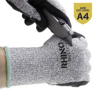 NSI GLV-600M Black/White HPPE Nylon Cut-Resistant Gloves, Nitrile Palm, Medium