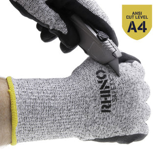 NSI GLV-600XL Black/White Nylon Cut-Resistant Gloves, Nitrile Palm, Extra Large