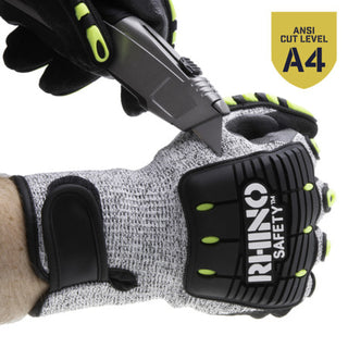 NSI GLV-800L White/Black Nylon A4 Cut-Resistant Gloves, Nitrile Palm, Large