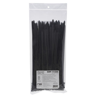 NSI GRP-111200 11″, Black Heavy-Duty 120lb Cable Ties, 100 Pack