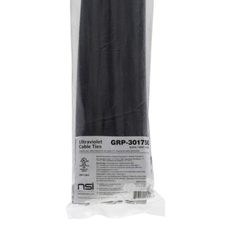 NSI GRP-301750 30”, Black Super Heavy-Duty 175lb Cable Ties, 50 Pack