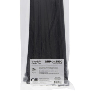 NSI GRP-342500 34”, Black Super Heavy-Duty 250lb Cable Ties, 50 Pack