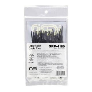 NSI GRP-4180 4”, Black General Purpose 18lb Cable Ties, 100 Pack