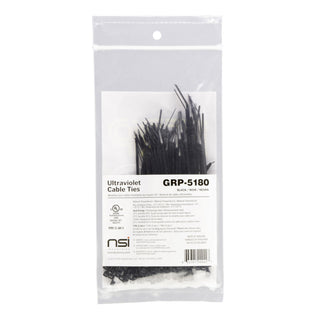 NSI GRP-5180 5”, Black General Purpose 18lb Cable Ties, 100 Pack