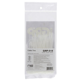 NSI GRP-518 5”, Natural General Purpose 18lb Cable Ties, 100 Pack