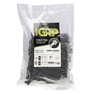 NSI GRP-5400X 5”, Black General Purpose 40lb Cable Ties, 1000 Bulk Pack