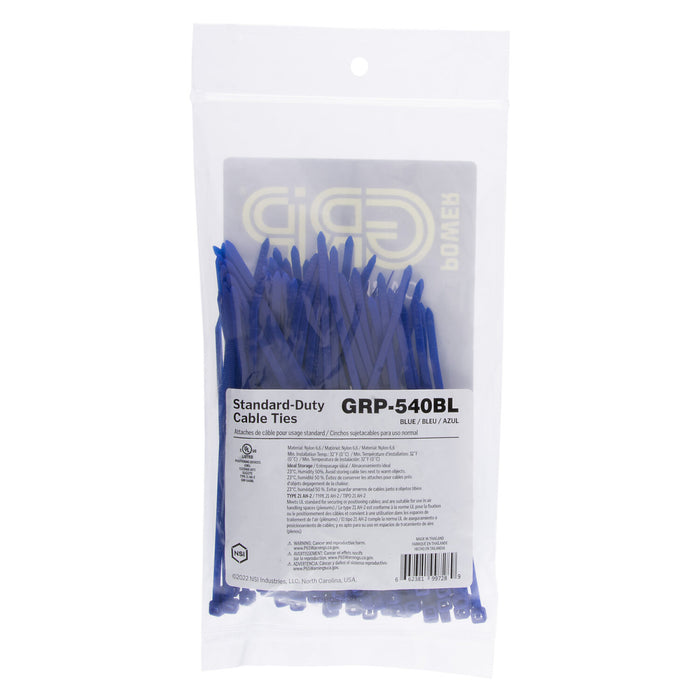 NSI GRP-540BL 5” Blue General Purpose 40lb Cable Ties, 100 Pack