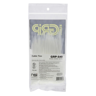 NSI GRP-540 5”, Natural General Purpose 40lb Cable Ties, 100 Pack