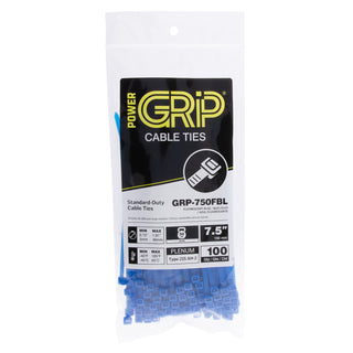 NSI GRP-750FBL 7.5” Fluorescent Blue General Purpose 50lb Cable Ties, 100 Pack