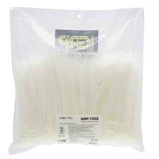 NSI GRP-750X 7”, Natural General Purpose 50lb Cable Ties, 1000 Bulk Pack