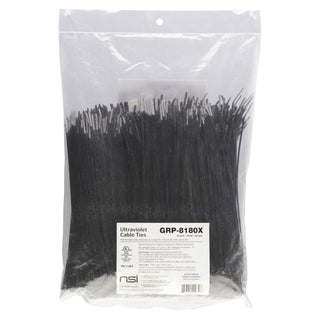 NSI GRP-8180X 8”, Black General Purpose 18lb Cable Ties, 1000 Bulk Pack