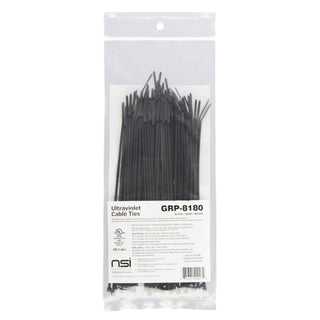 NSI GRP-8180 8”, Black General Purpose 18lb Cable Ties, 100 Pack