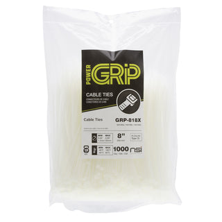 NSI GRP-818X 8”, Natural General Purpose 18lb Cable Ties, 1000 Bulk Pack