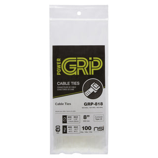 NSI GRP-818 8”, Natural General Purpose 18lb Cable Ties, 100 Pack