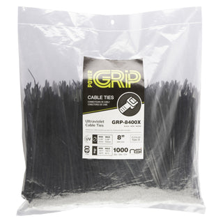 NSI GRP-8400X 8”, Black General Purpose 40lb Cable Ties, 1000 Bulk Pack