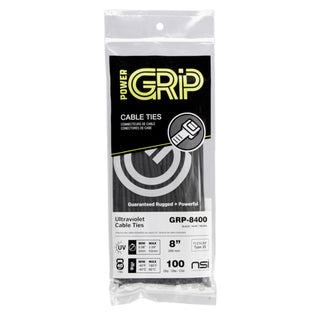 NSI GRP-8400 8”, Black General Purpose 40lb Cable Ties, 100 Pack