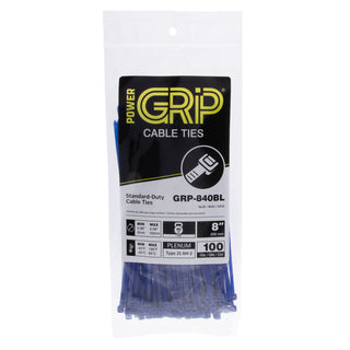 NSI GRP-840BL 8” Blue General Purpose 40lb Cable Ties, 100 Pack