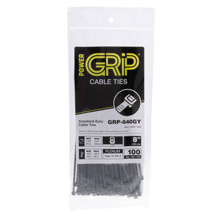 NSI GRP-840GY 8” Grey General Purpose 40lb Cable Ties, 100 Pack