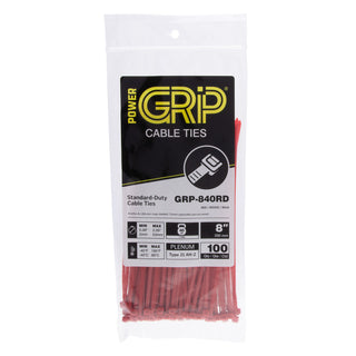 NSI GRP-840RD 8” Red General Purpose 40lb Cable Ties, 100 Pack