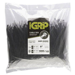 NSI GRP-8500X 8”, Black General Purpose 50lb Cable Ties, 1000 Bulk Pack