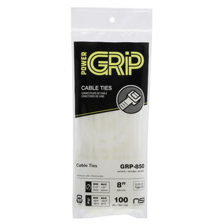 NSI GRP-850 8”, Natural General Purpose 50lb Cable Ties, 100 Pack