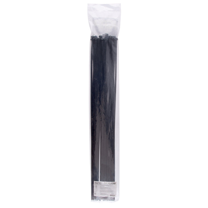 NSI GRP-SB30120B 30”, Black Steel Barb 120lb Cable Tie, 50 Pack