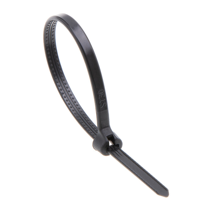 NSI GRP-SB418B 4”, Black Steel Barb 18lb Cable Tie, 100 Pack