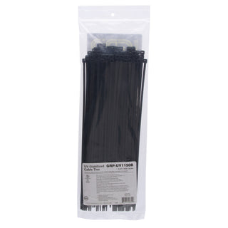 NSI GRP-UV1150B 11” Black UV-Stabilized 50lb Cable Ties, 100 Pack