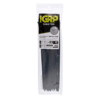 NSI GRP-UV1450B 14” Black UV-Stabilized 50lb Cable Ties, 100 Pack