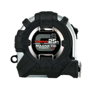 Tajima Tools GS-SC25BW GS-Lock Magnetic Power x2 Tape Measure with Compatible Clip, 25 ft x 1 in