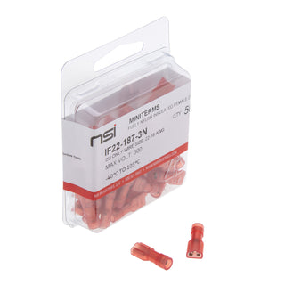 NSI IF22-187-3N 22-18 Awg Fully Insulated Female Disconnects Nylon 50 Per Pack