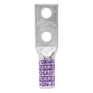 NSI L40N-38 4/0 AWG 3/8” 2-Hole Copper Long Lug – Purple