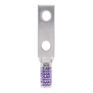 NSI L40NP 4/0 AWG 1/2” 2-Hole Copper Long Lug with Peep Hole – Purple