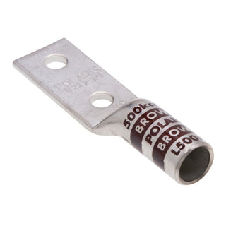 NSI L500N Copper Long Lug – Brown 2-Hole 500 MCM 1/2 Inch