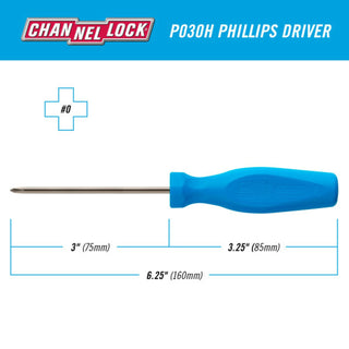 Channellock P030H PHILLIPS #0 x 3-Inch Professional Precision Screwdriver